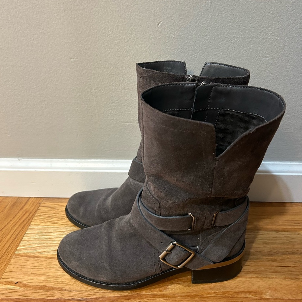 Vince Camuto Gray Suede Mid Calf Wethima Boot